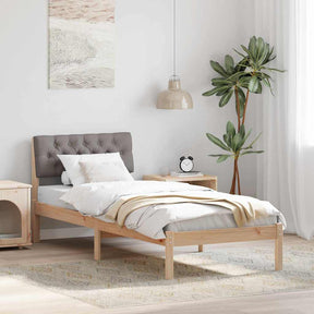 Vidaxl bedframe bruin en taupe 75 x 190 cm massief grenenhout