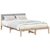 Vidaxl bedframe bruin en lichtgrijs 135 x 190 cm massief grenenhout