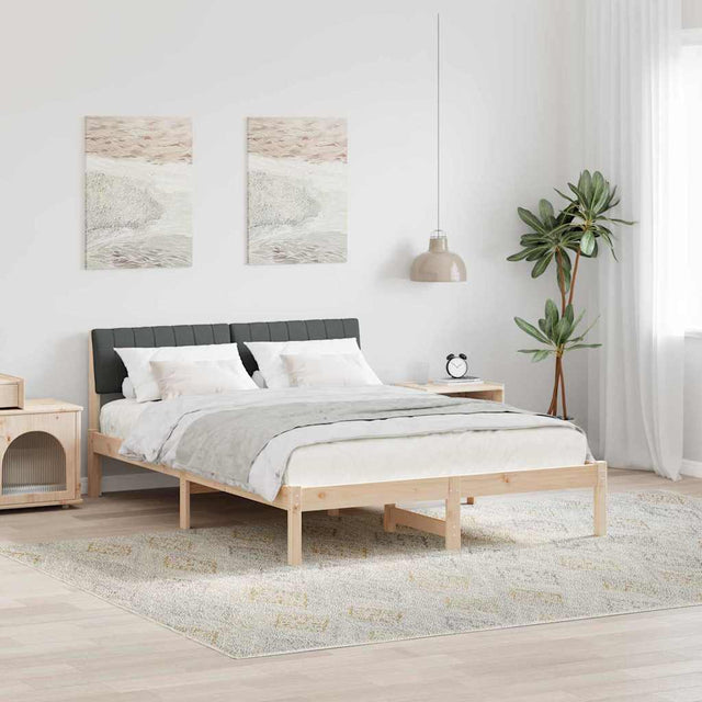 Vidaxl bedframe bruin en donkergrijs 135 x 190 cm massief grenenhout
