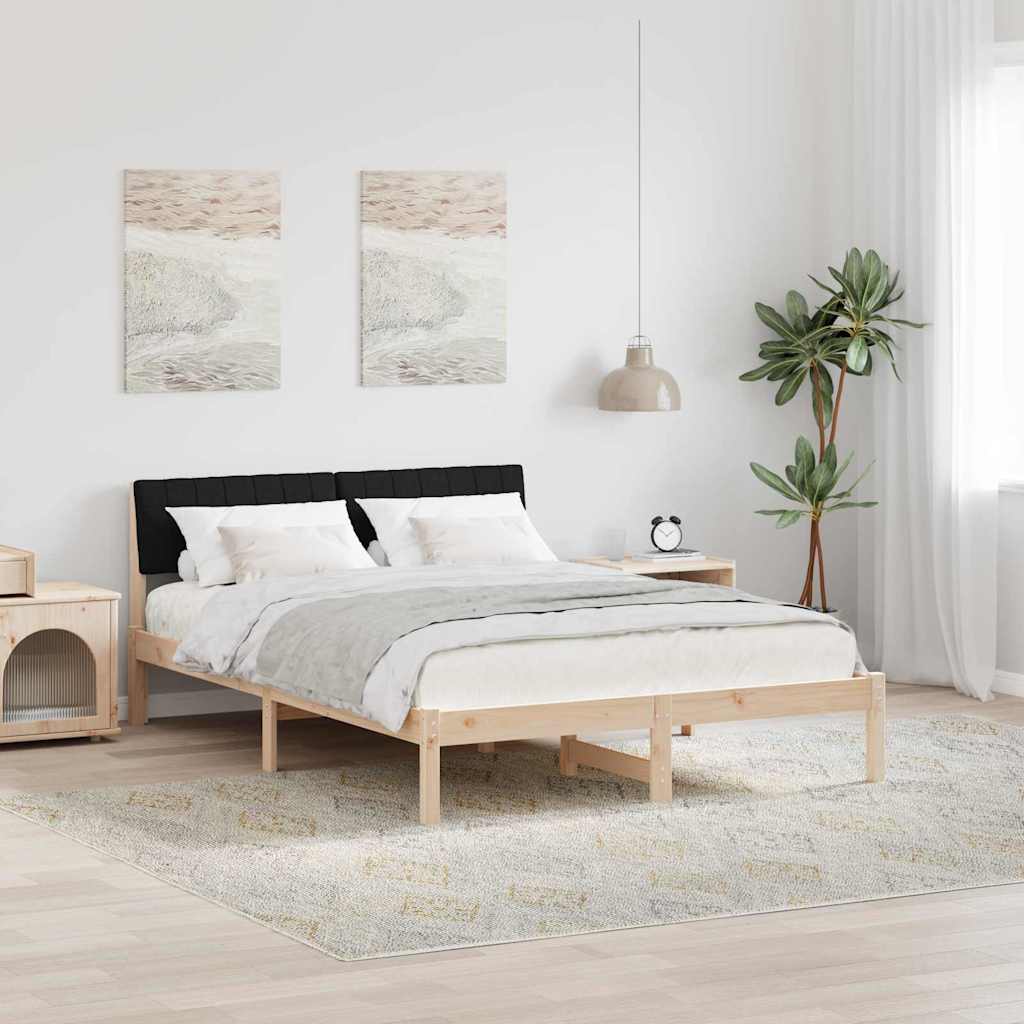 Vidaxl bedframe bruin en zwart 135 x 190 cm massief grenenhout