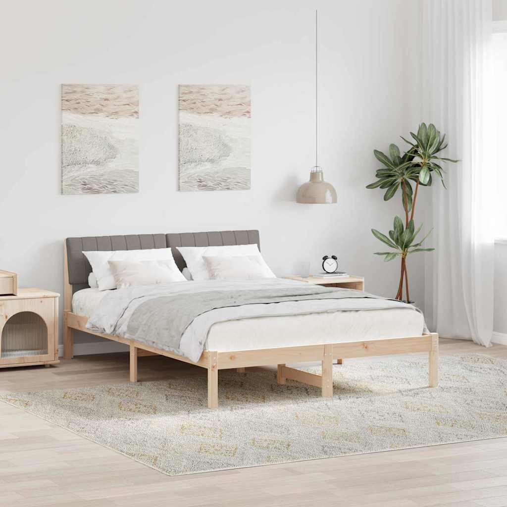 Vidaxl bedframe bruin en taupe 135 x 190 cm massief grenenhout