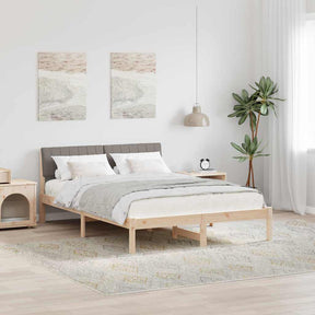 Vidaxl bedframe bruin en taupe 135 x 190 cm massief grenenhout