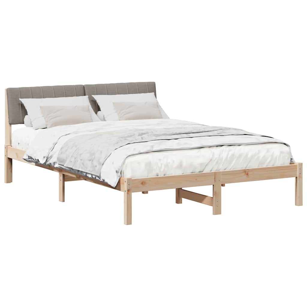 Vidaxl bedframe bruin en taupe 135 x 190 cm massief grenenhout