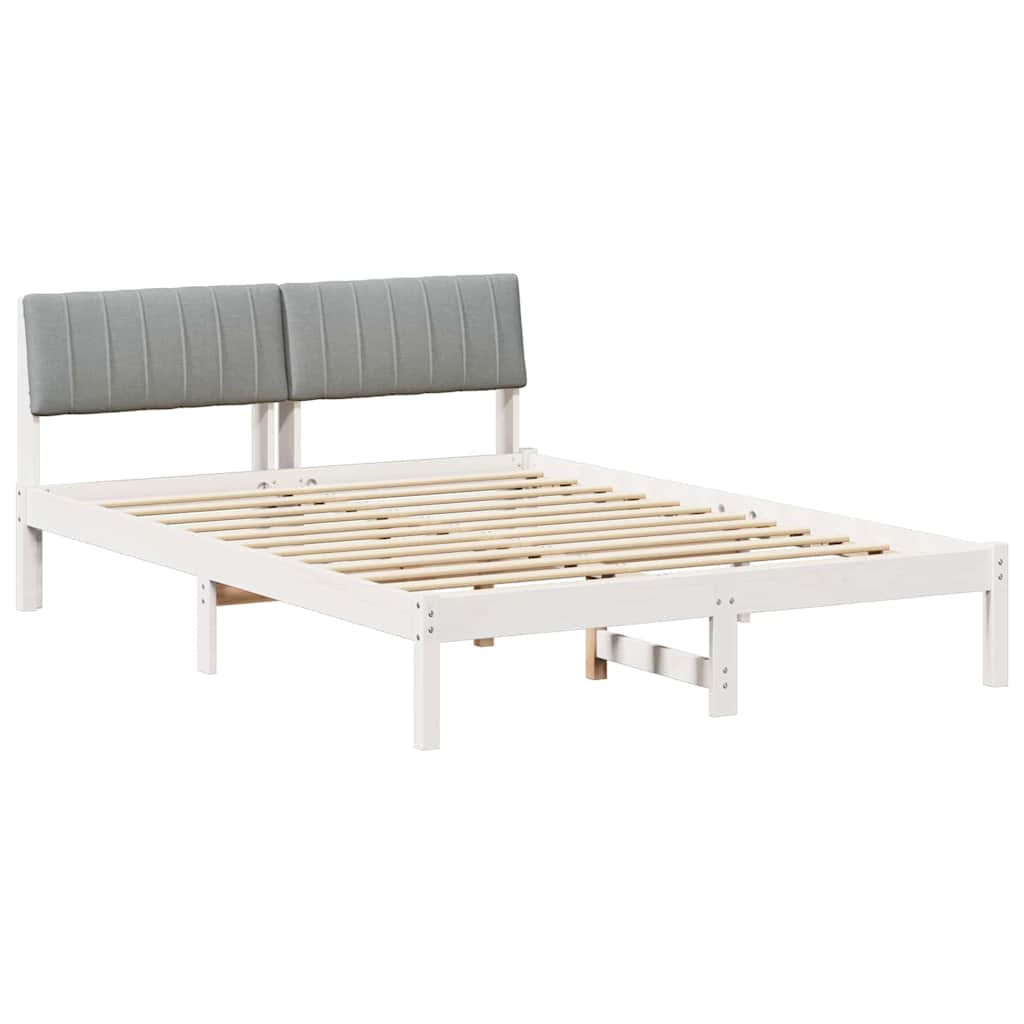 Vidaxl bedframe wit en lichtgrijs 135 x 190 cm massief grenenhout