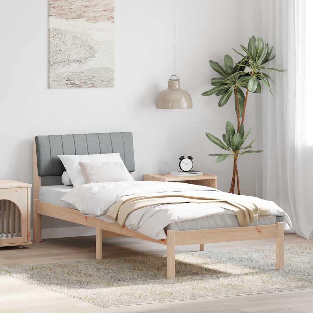 Vidaxl bedframe bruin en lichtgrijs 75 x 190 cm massief grenenhout