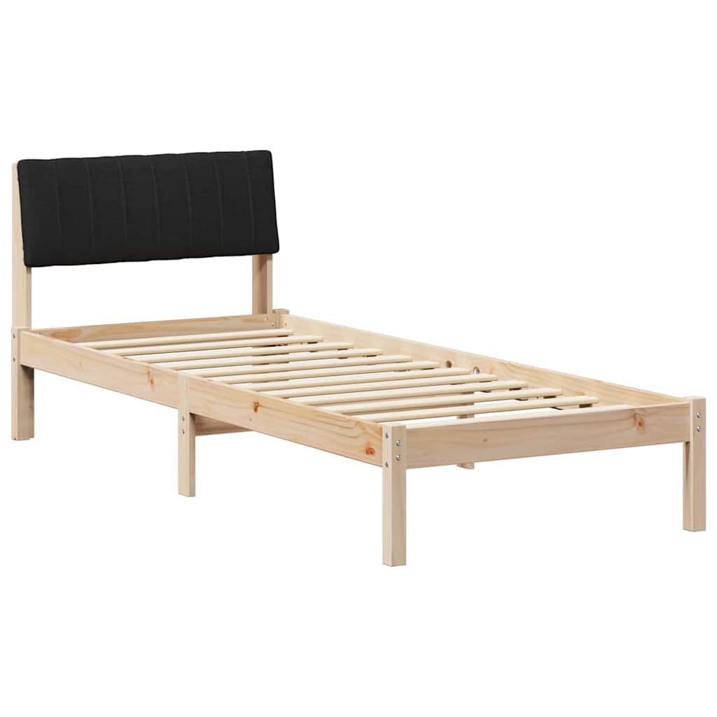 Vidaxl bedframe bruin en zwart 75 x 190 cm massief grenenhout