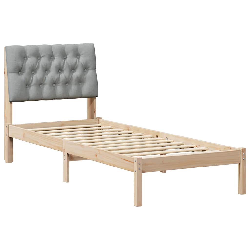 Vidaxl bedframe met gevoerd hoofdgedeelte bruin 75 x 190 cm