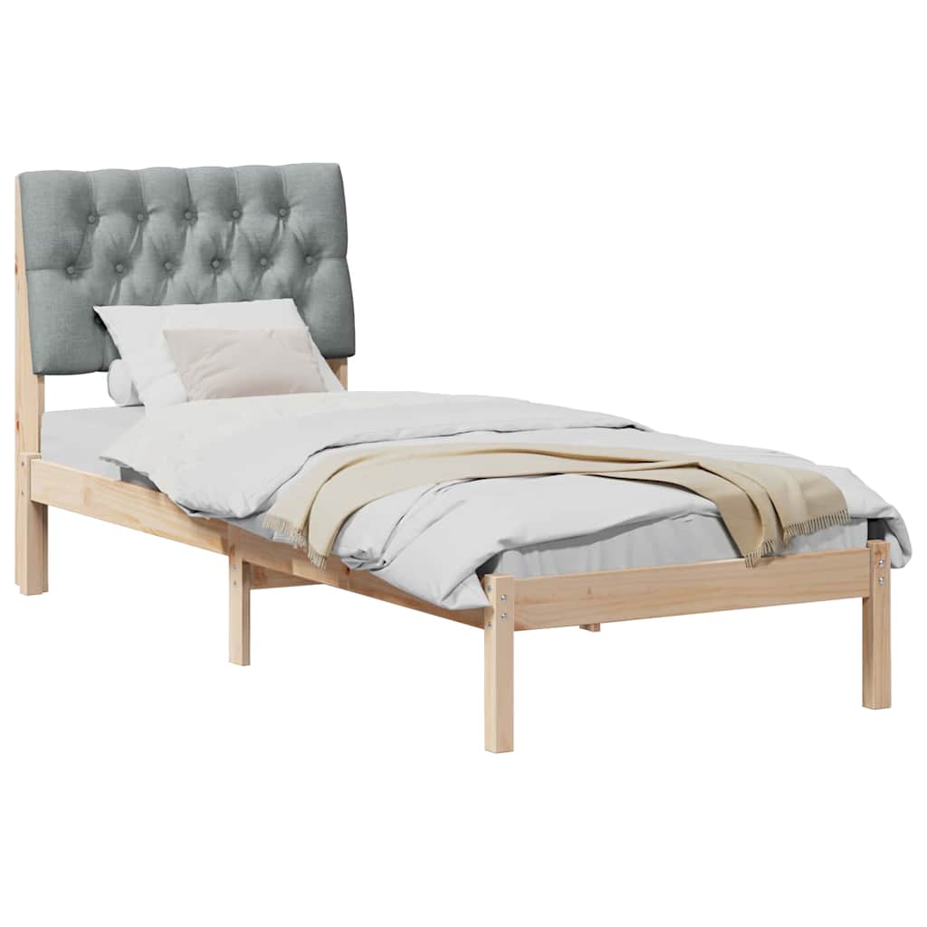 Vidaxl bedframe met gevoerd hoofdgedeelte bruin 75 x 190 cm