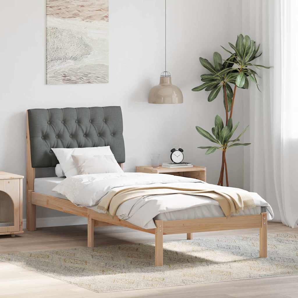 Vidaxl bedframe met gevoerd hoofdgedeelte bruin 75 x 190 cm