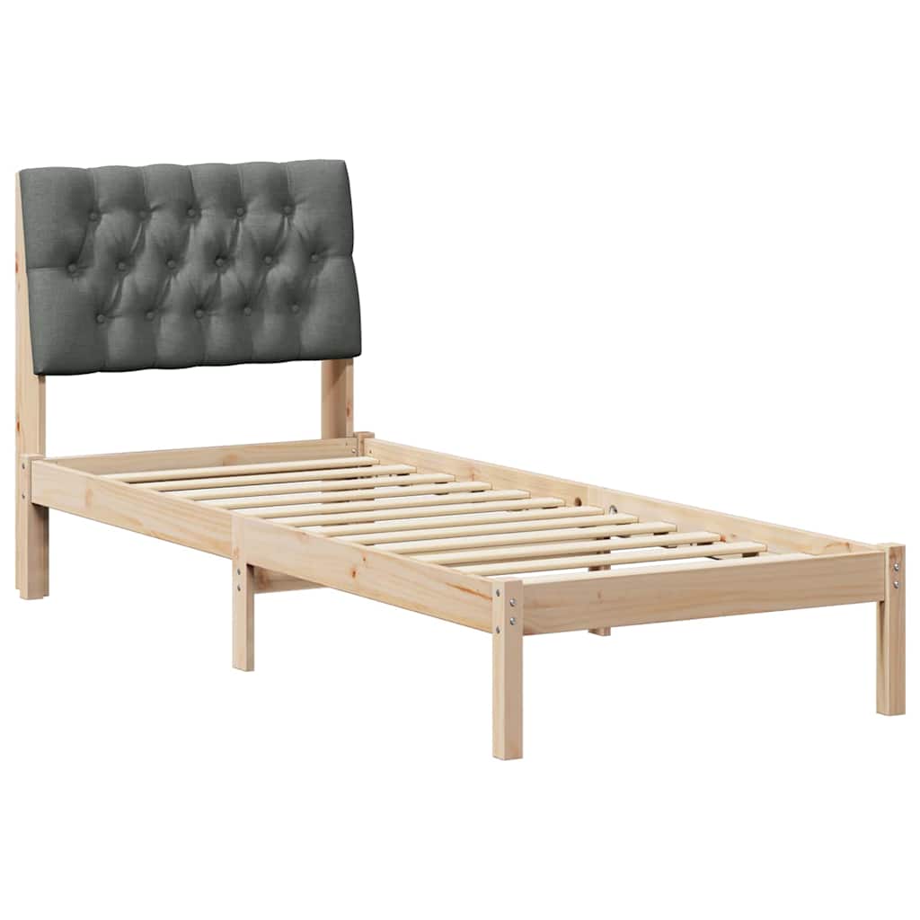 Vidaxl bedframe met gevoerd hoofdgedeelte bruin 75 x 190 cm
