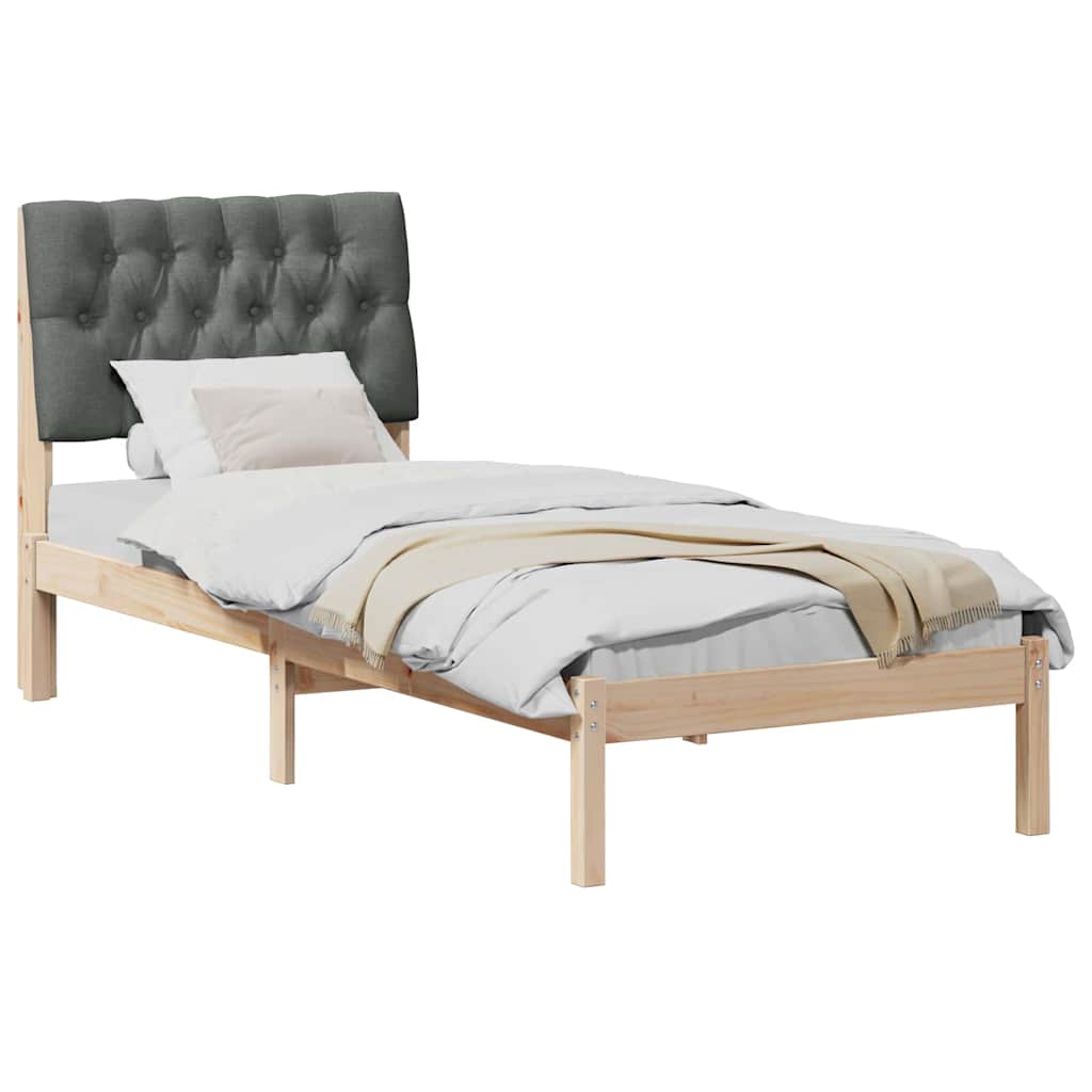 Vidaxl bedframe met gevoerd hoofdgedeelte bruin 75 x 190 cm