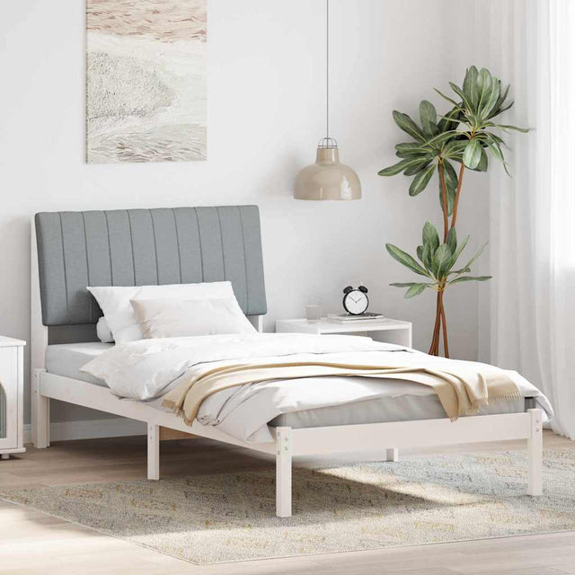 Vidaxl bedframe met hoofdeinde wit 100 x 200 cm massief grenenhout