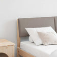 Vidaxl gestoffeerd hoofdbord taupe 140 cm massief grenenhout