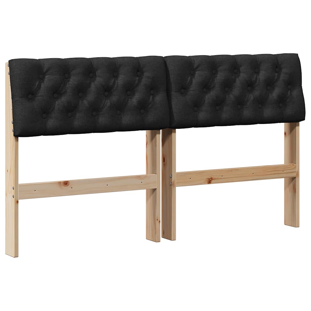 Vidaxl gestoffeerd hoofdbord zwart 160 cm massief grenenhout