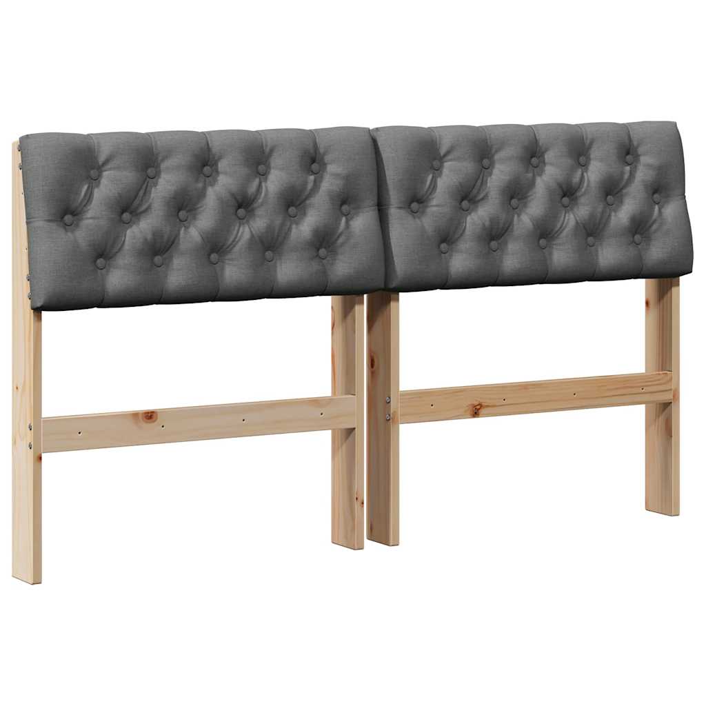Vidaxl gestoffeerd hoofdbord donkergrijs 135 cm massief grenenhout