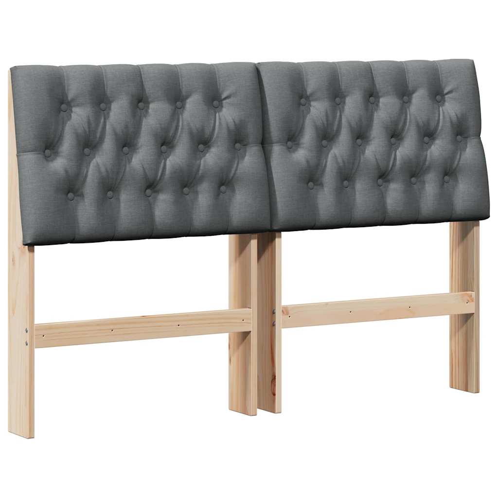 Vidaxl gestoffeerd hoofdbord donkergrijs 135 cm massief grenenhout