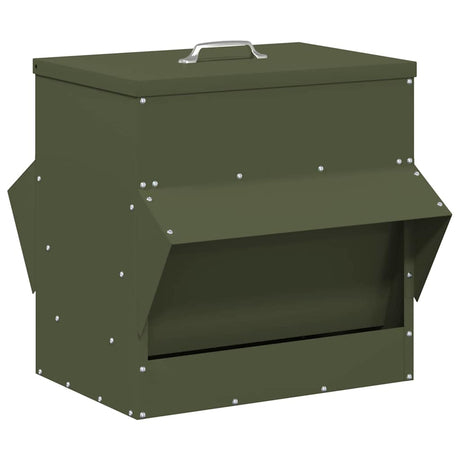 Vidaxl kip voerbak olijf groen 40,5 x 45 x 41 cm koudgewalst staal