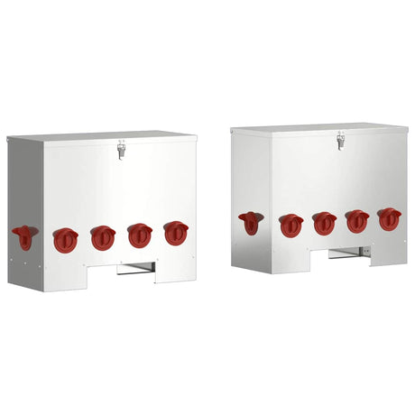 Vidaxl kip voerbak 2 zilver 60,5 x 29 x 51 cm 25 kg