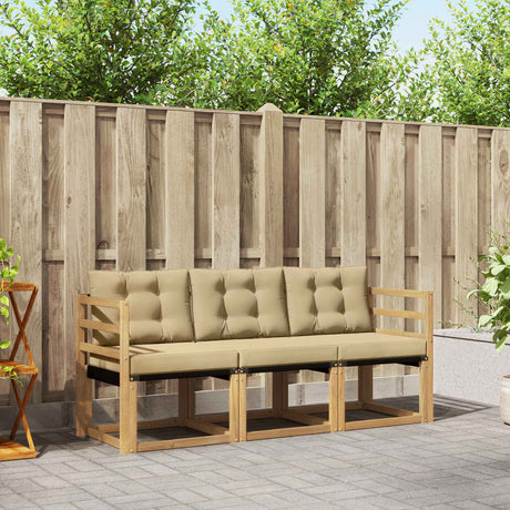 Vidaxl buiten bankenset 3 st wit en beige