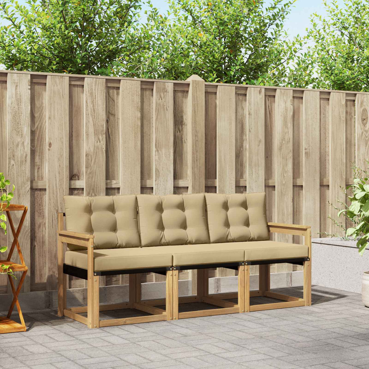 Vidaxl buiten bankenset 3 st wit en beige