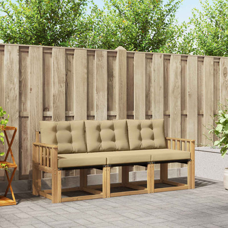 Vidaxl buiten bankenset 3 st wit en beige