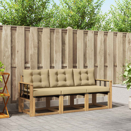 Vidaxl buiten bankenset 3 st wit en beige