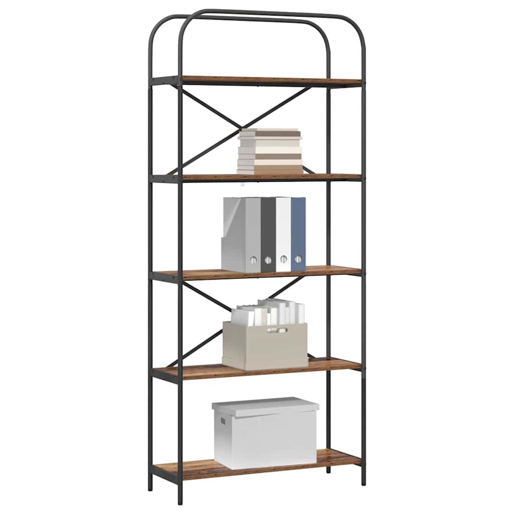 Vidaxl boekenkast 5-laags 80 x 30 x 183 cm bewerkt hout oudhout