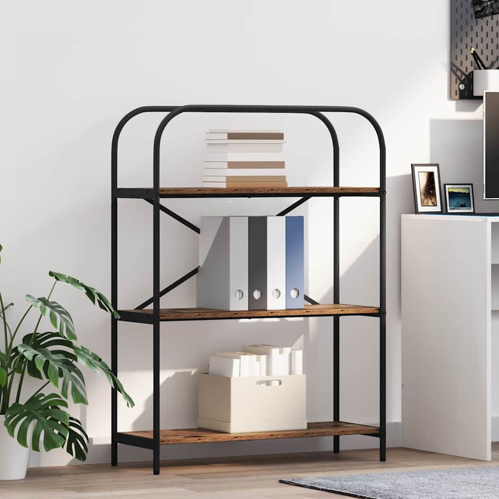Vidaxl boekenkast 3-laags 80 x 30 x 109 cm bewerkt hout oudhout
