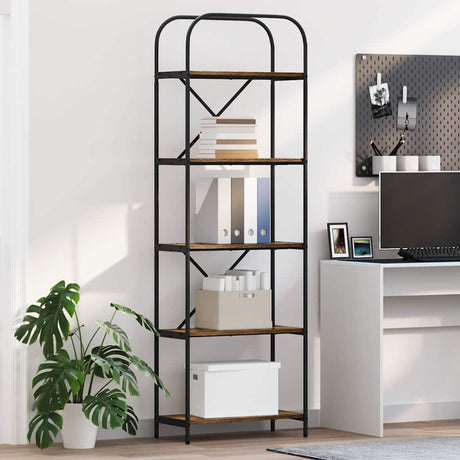 Vidaxl boekenkast 5-laags 60 x 30 x 183 cm bewerkt hout gerookt eiken