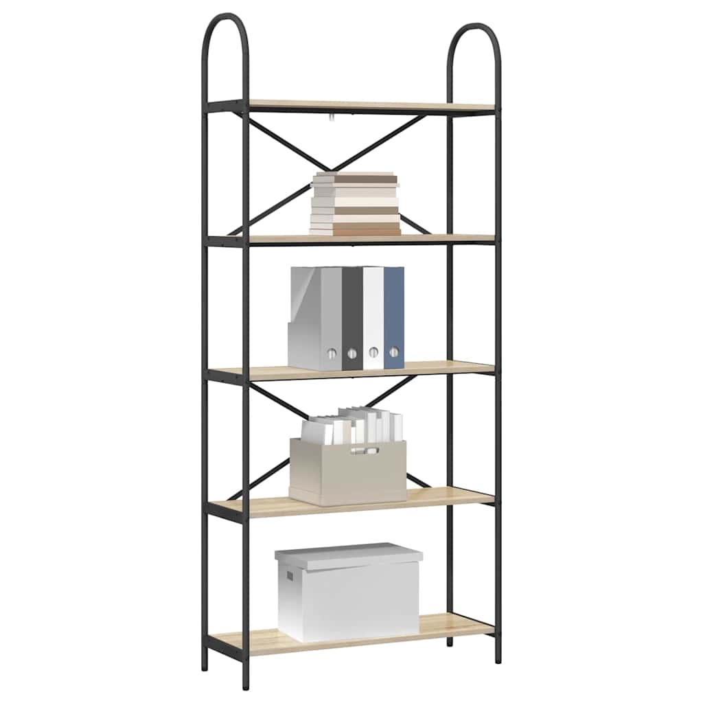 Vidaxl boekenkast 5-laags 80 x 30 x 183 cm bewerkt hout sonoma eiken