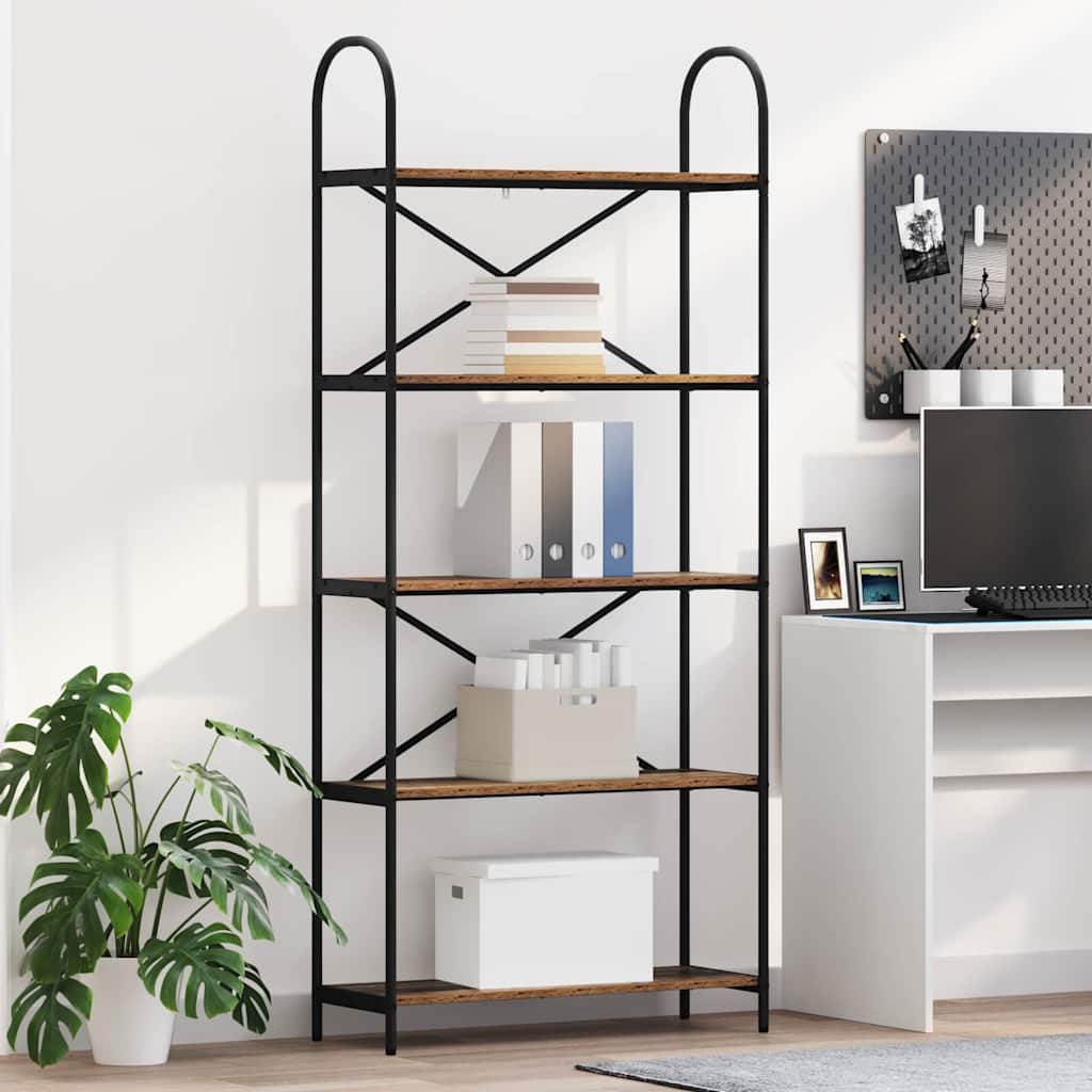 Vidaxl boekenkast 5-laags 80 x 30 x 183 cm bewerkt hout oudhout