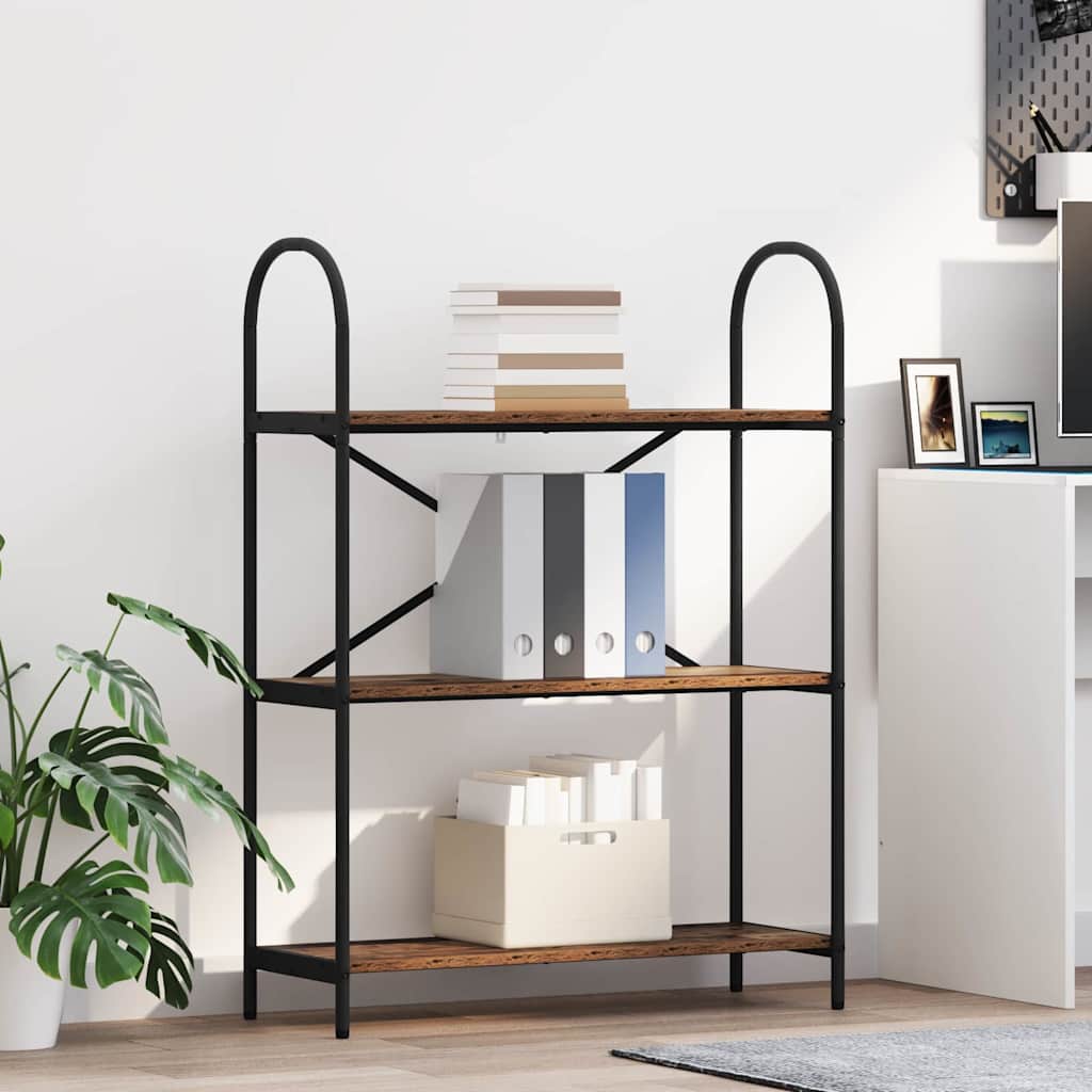 Vidaxl boekenkast 3-laags 80 x 30 x 109 cm bewerkt hout oudhout