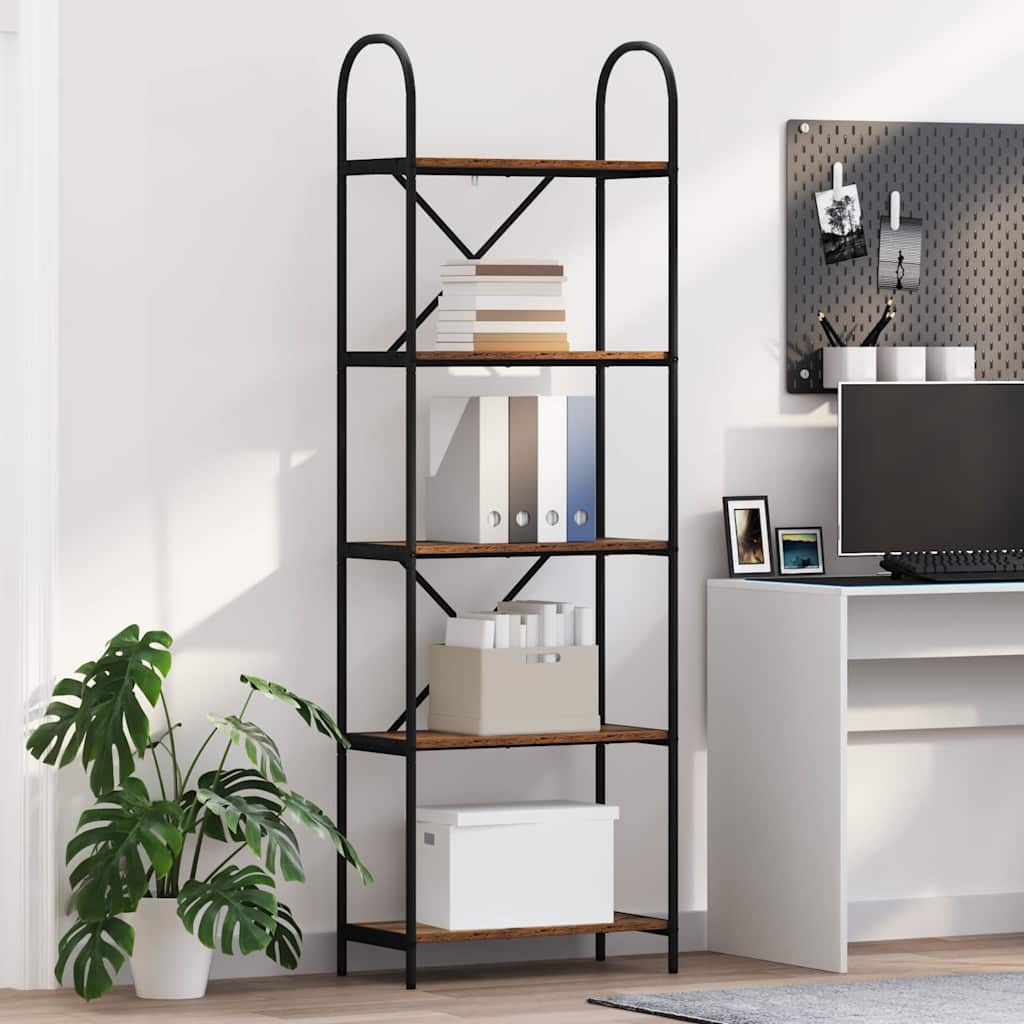 Vidaxl boekenkast 5-laags 60 x 30 x 183 cm bewerkt hout oudhout