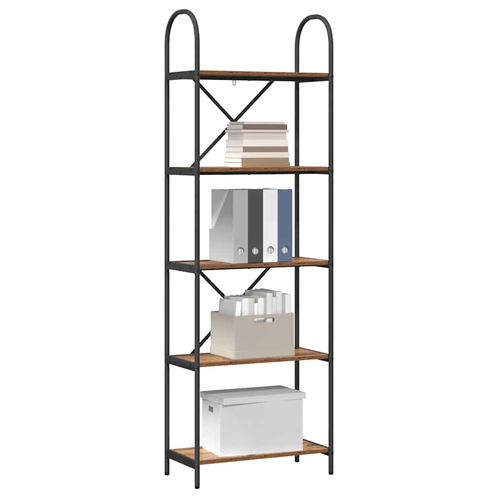 Vidaxl boekenkast 5-laags 60 x 30 x 183 cm bewerkt hout oudhout