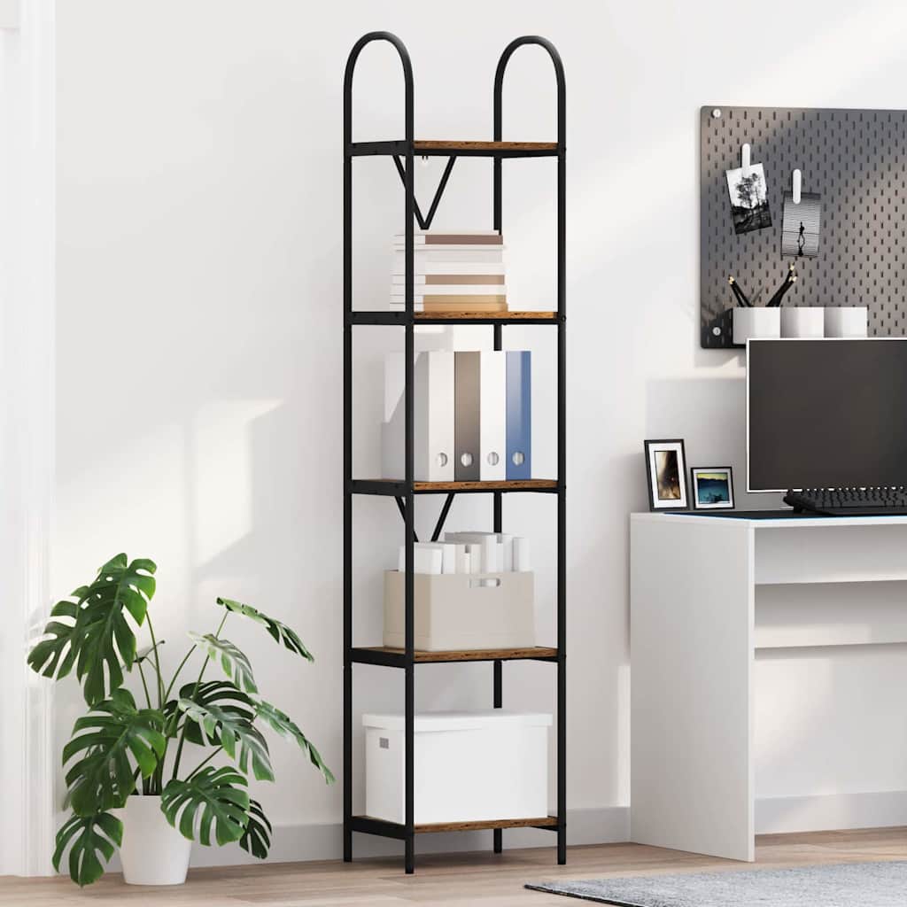 Vidaxl boekenkast 5-laags 40 x 30 x 183 cm bewerkt hout oudhout