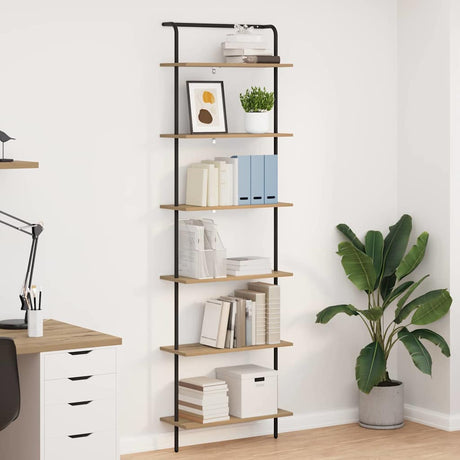 Vidaxl boekenkast 6-laags 60 x 24 x 203 cm bewerkt hout artisan eiken