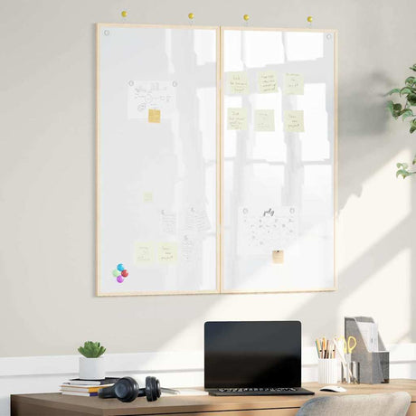 Vidaxl bulletinbord wit 80 x 80 x 1.4 cm massief grenenhout