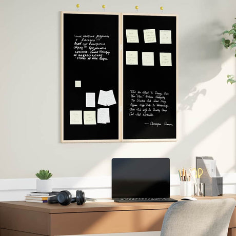 Vidaxl bulletinbord zwart 80 x 80 x 1.4 cm massief grenenhout