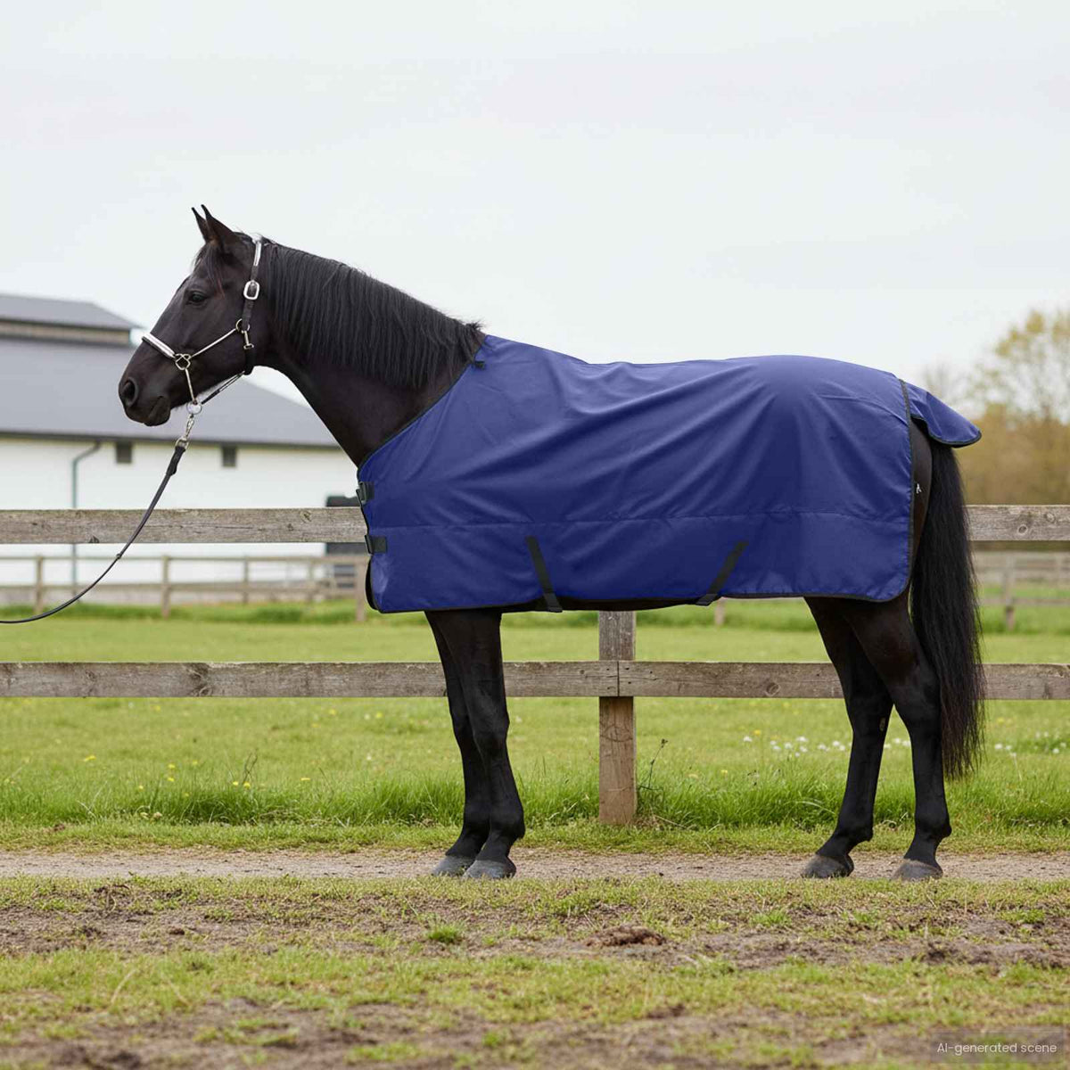 Vidaxl paardendeken volle marineblauw 105 cm polyester