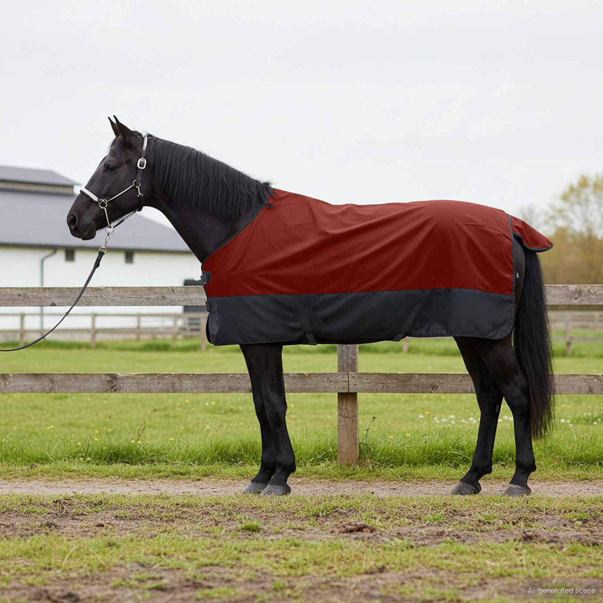 Vidaxl paardendeken donkergroen en zwart 135 cm polyester