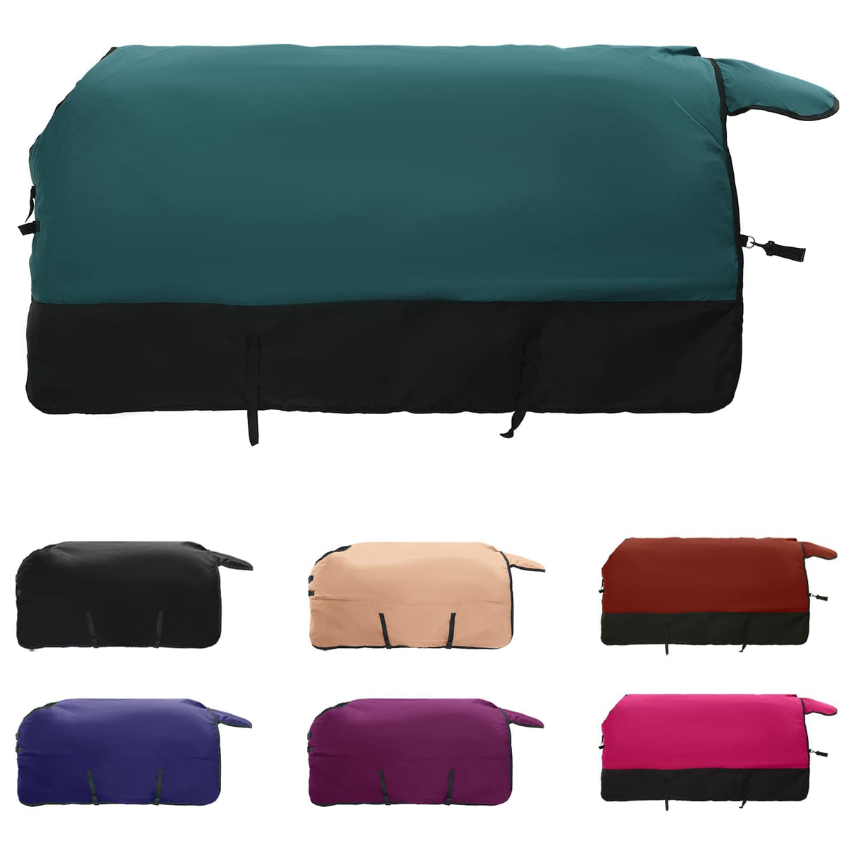 Vidaxl paardendeken donkergroen en zwart 145 cm polyester