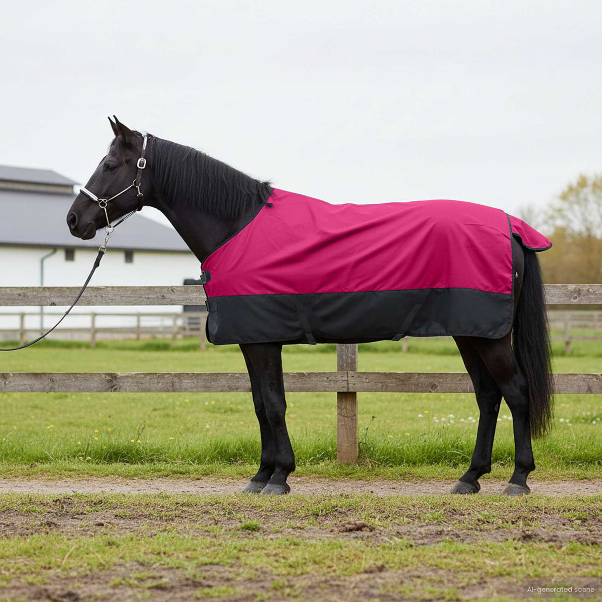 Vidaxl paardendeken roze en zwart 135 cm polyester