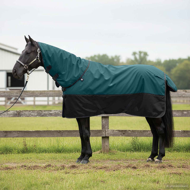 Vidaxl paardendeken donkergroen en zwart 155 cm polyester