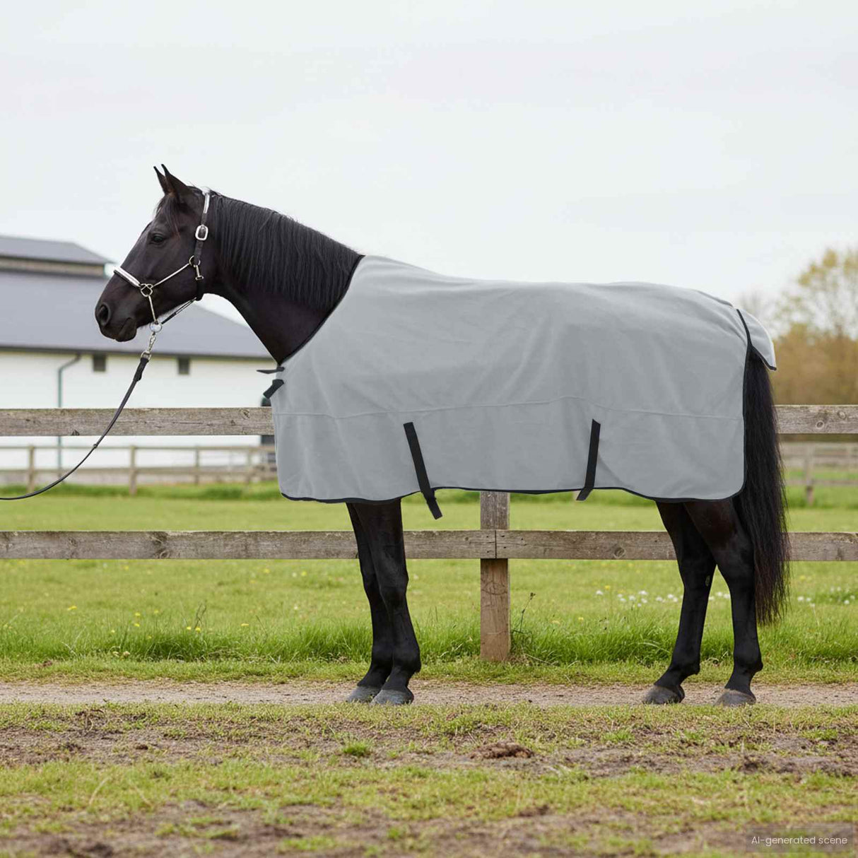 Vidaxl paardendeken volledig lichtgrijs en roze polyester