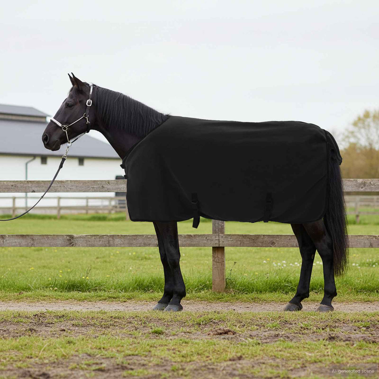 Vidaxl paardendeken zwart polyester