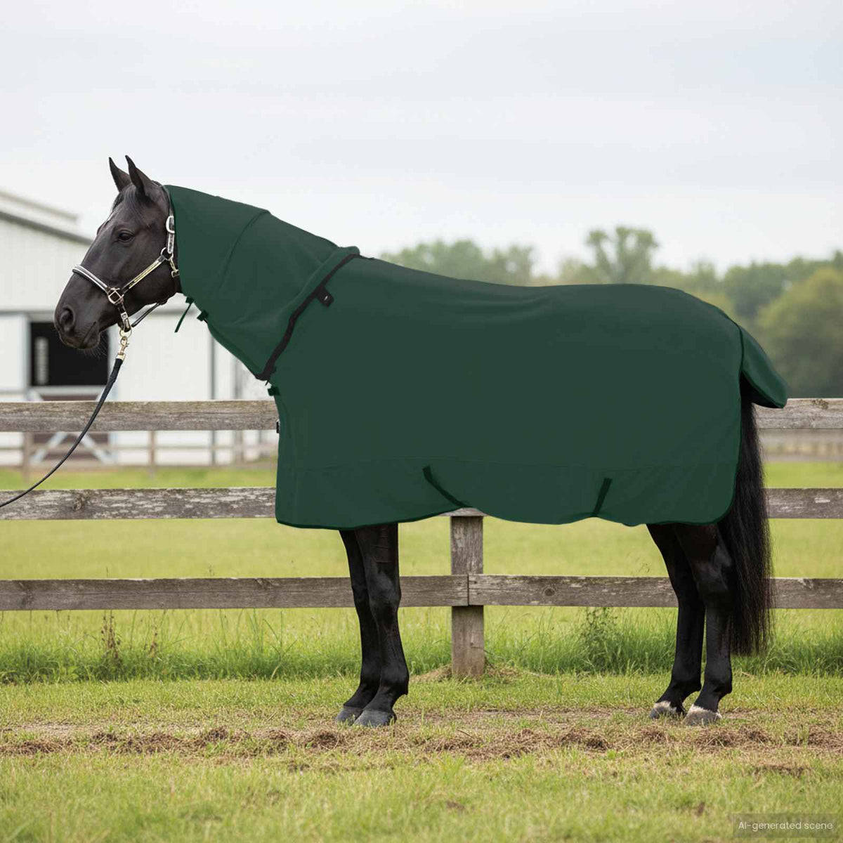 Vidaxl paardendeken donkergroen 165 cm polyester fleece