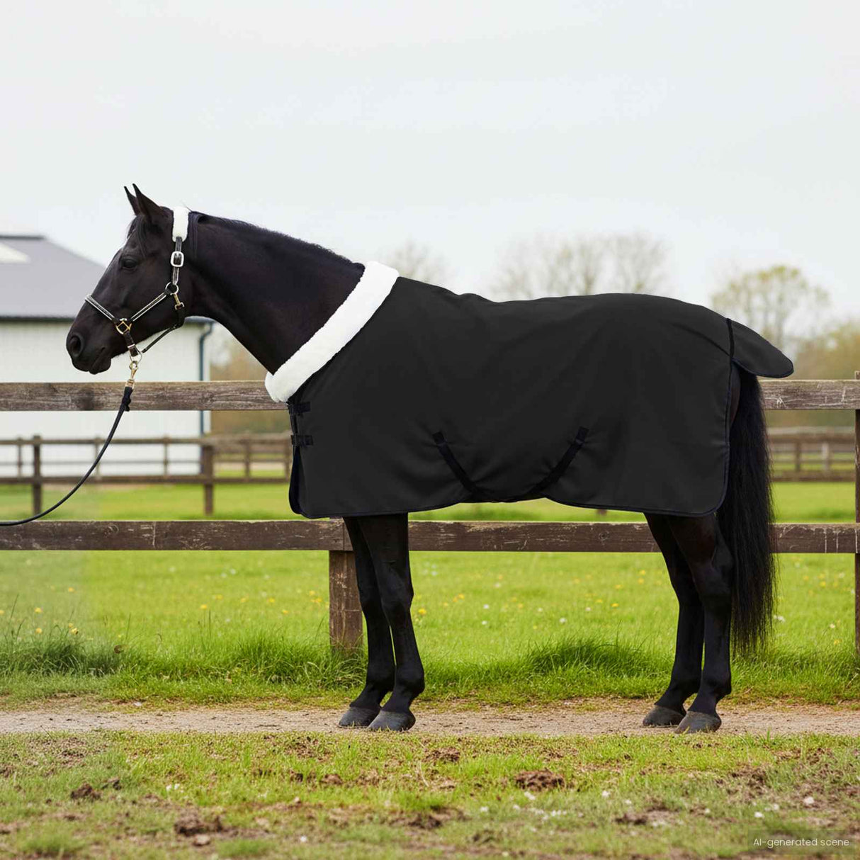 Vidaxl paardendeken zwart 115 cm polar fleece
