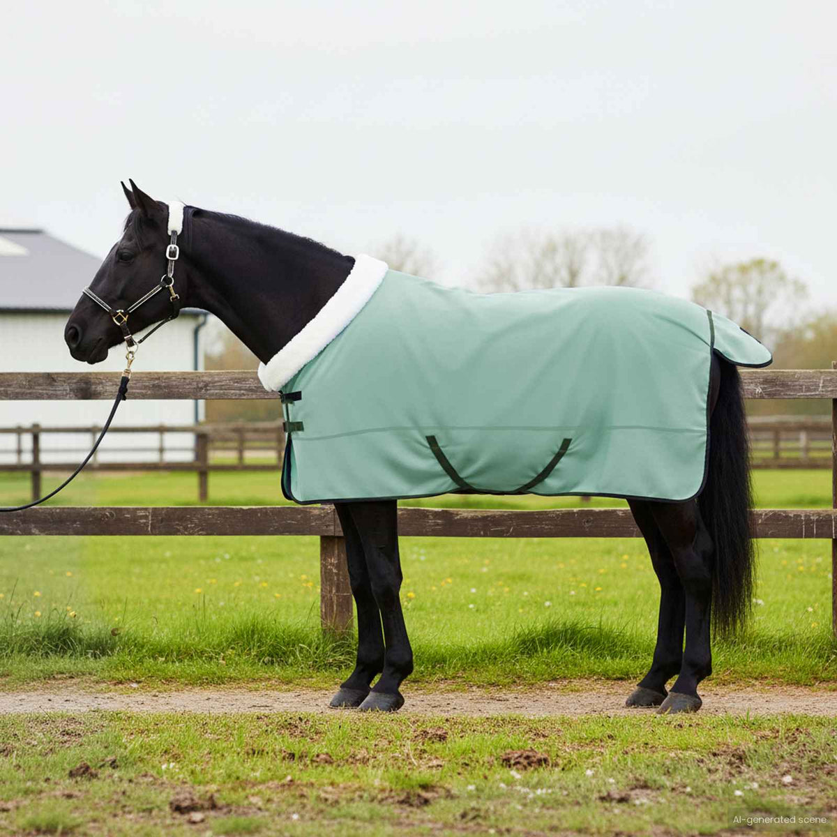 Vidaxl paardendeken groen 145 cm polar fleece