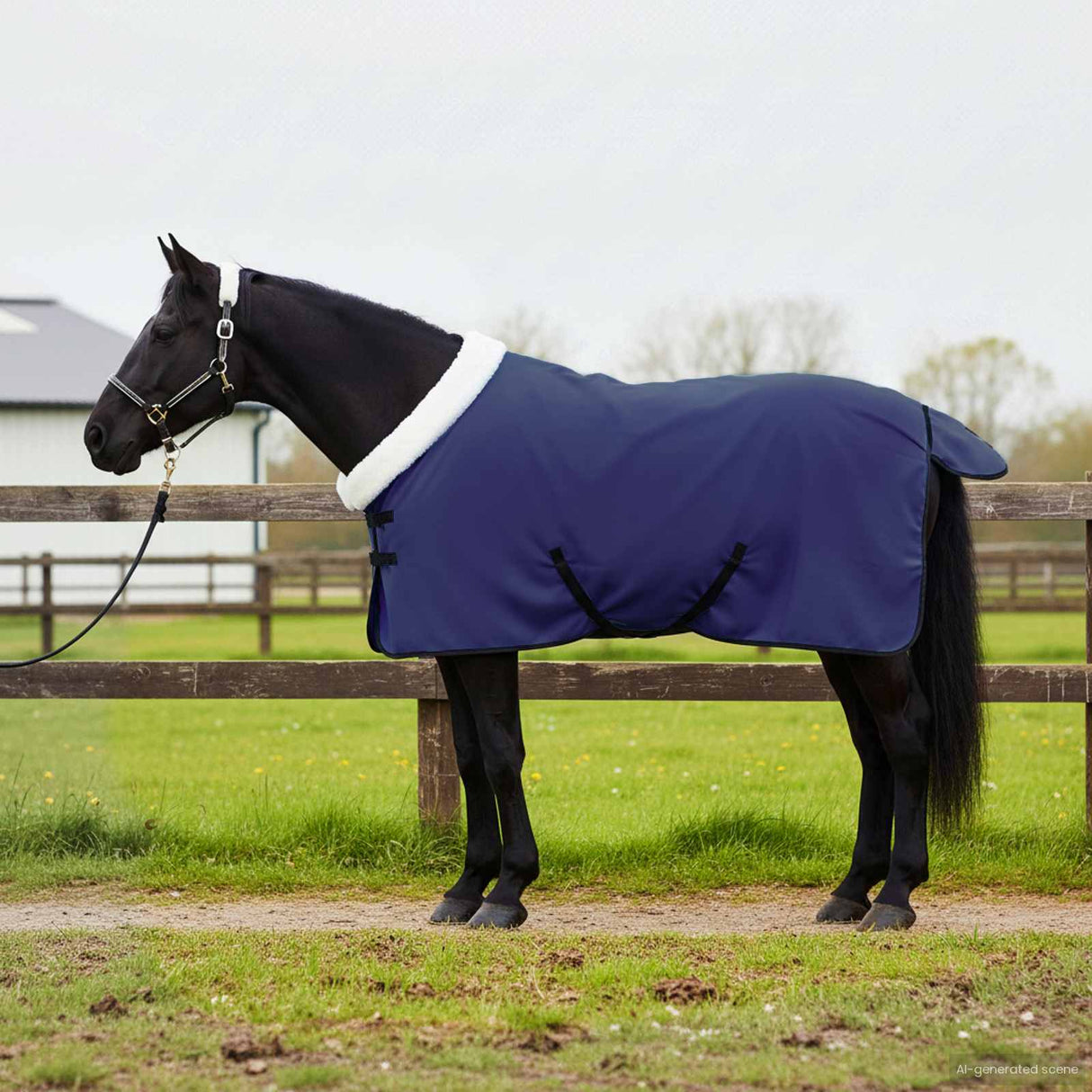 Vidaxl paardendeken marineblauw 85 cm polar fleece