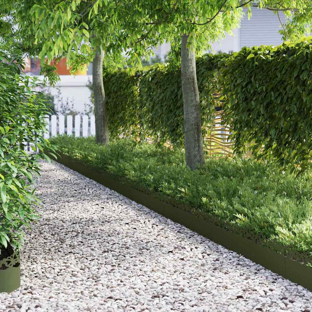 Vidaxl gazonranden 30 pcs olijf groen 103 x 0,05 x 22 cm staal